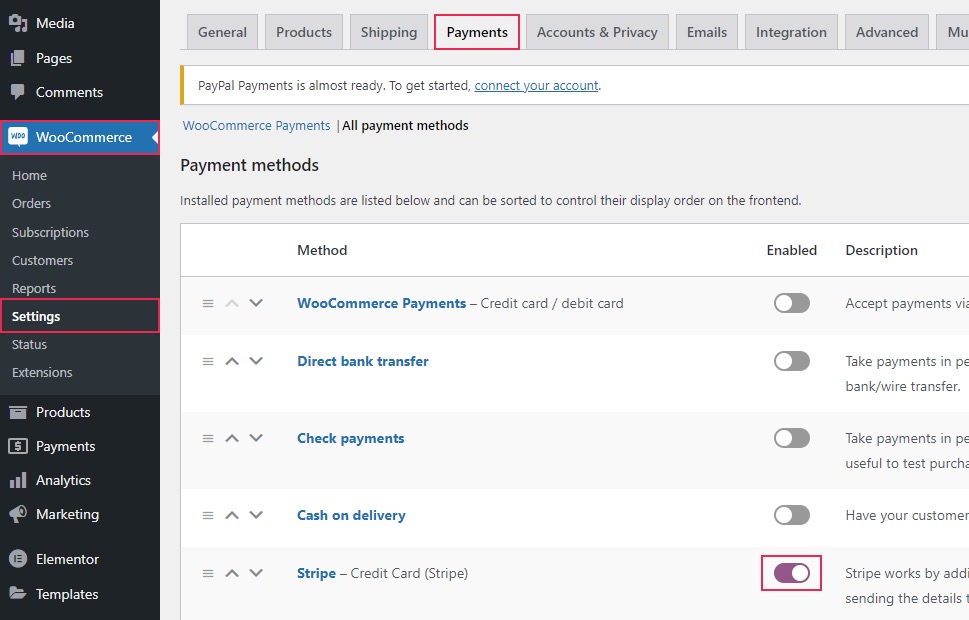 WooCommerce Settings