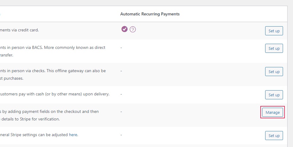 WooCommerce Settings Manage