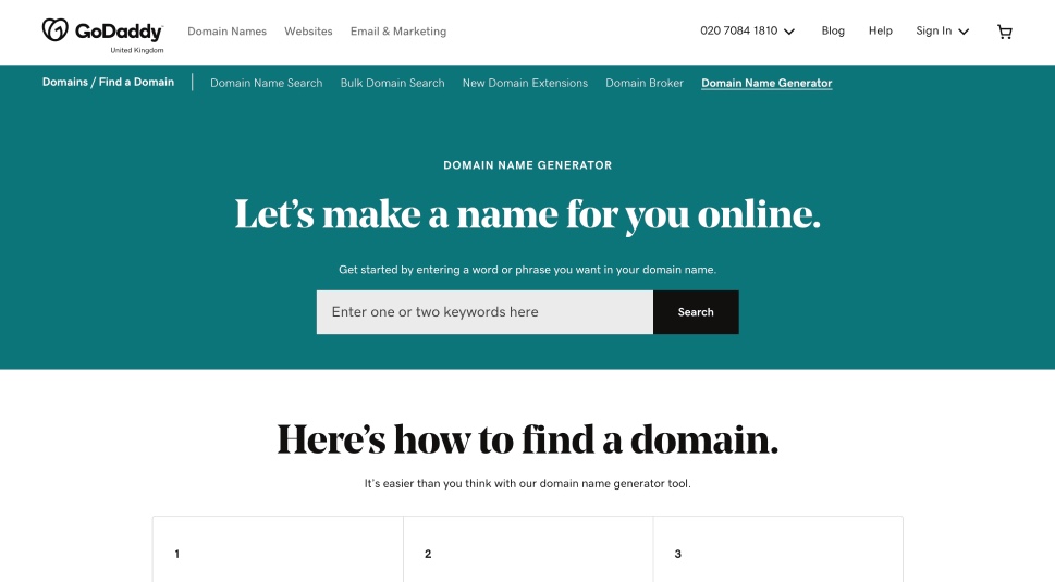 GoDaddy Domain Name Generator