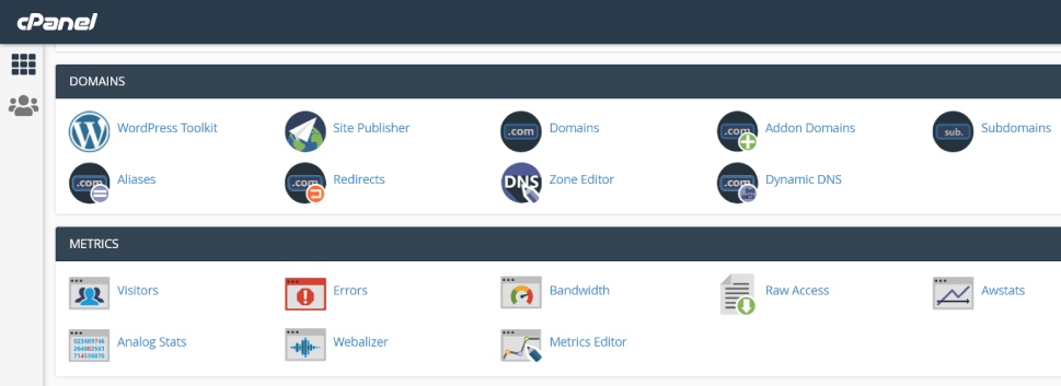 cPanel Domains and Metrics