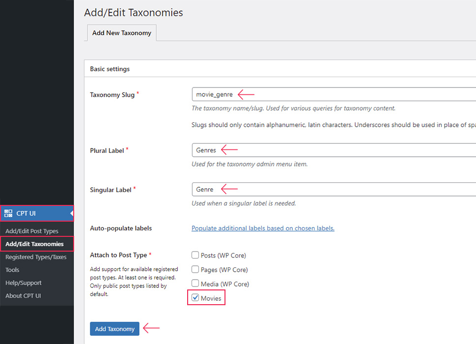 Adding Taxonomy