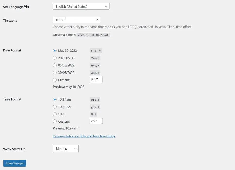 Language, Date, and Time Settings