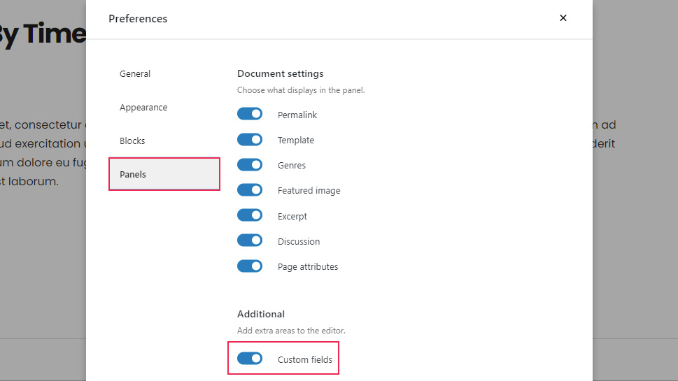 Preferences Panels