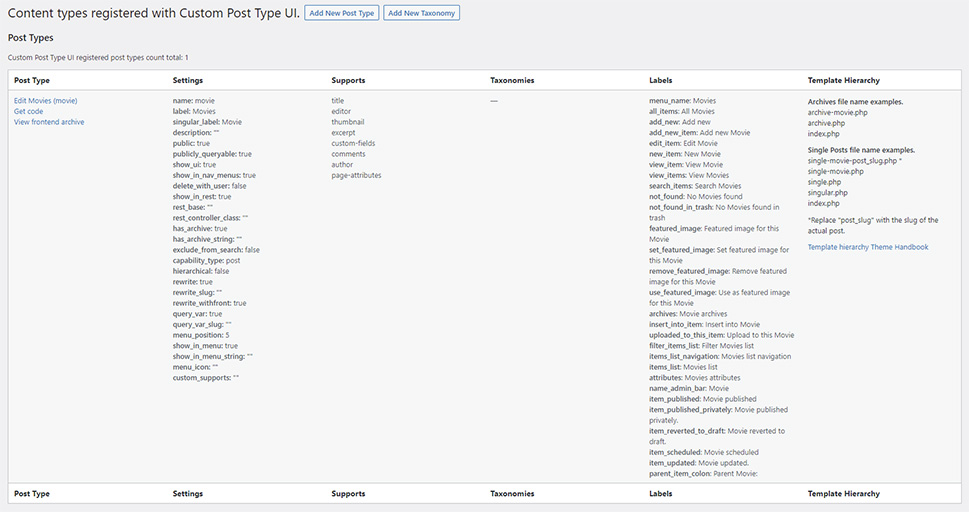 View Post Types