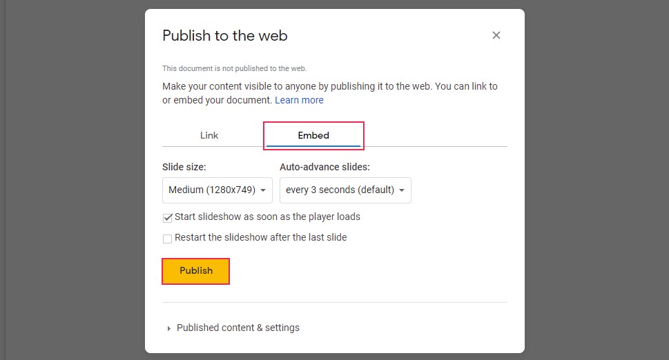 Embed Publish