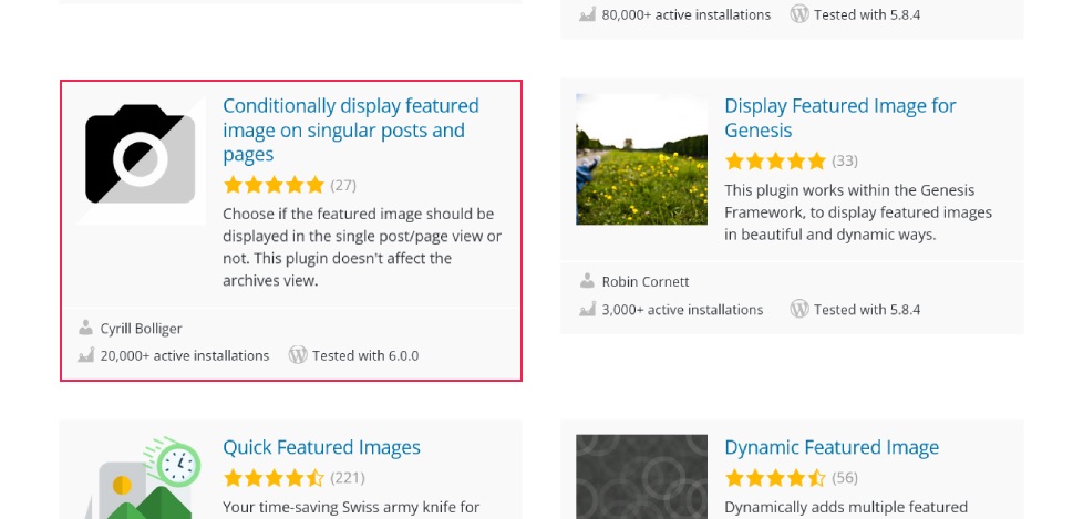 Featured Image Display Plugin