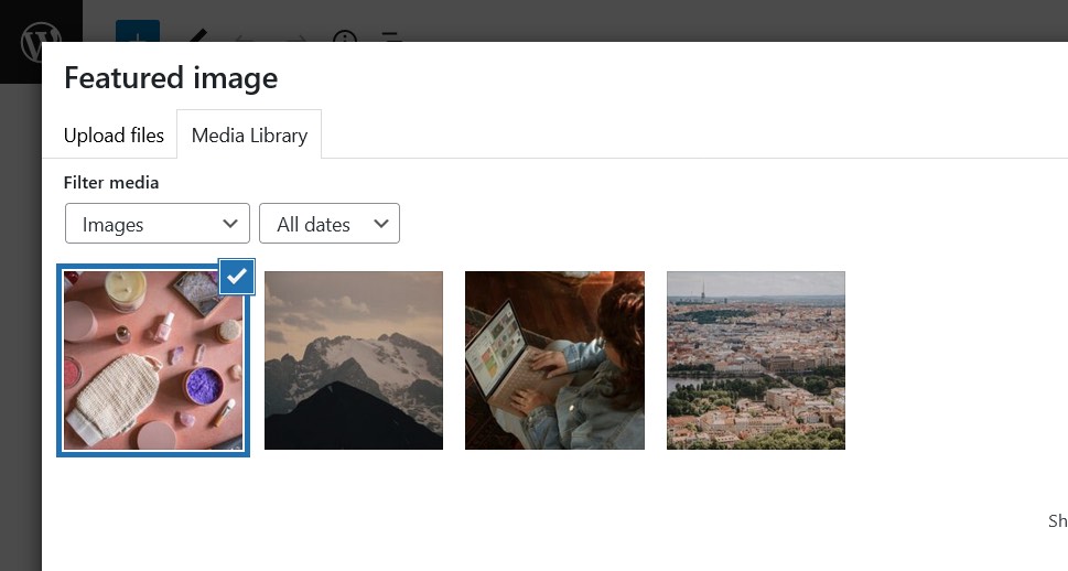 Featured Image Media Library