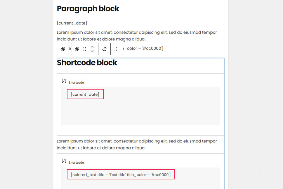 Shortcode Block