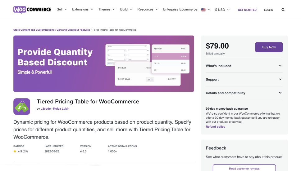 Tiered Pricing Table for WooCommerce