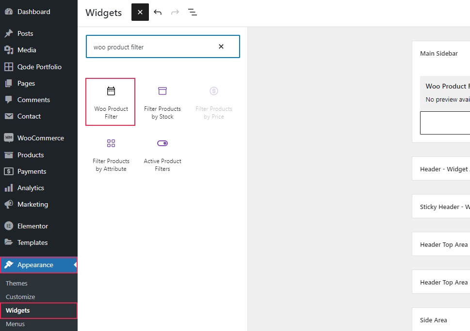 Woo Product Filter Widget