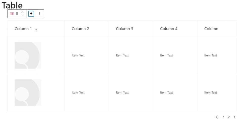 Data Table Gutenberg Pages