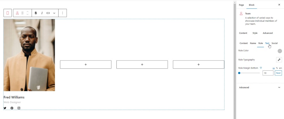 Qi Team Block Styling Options