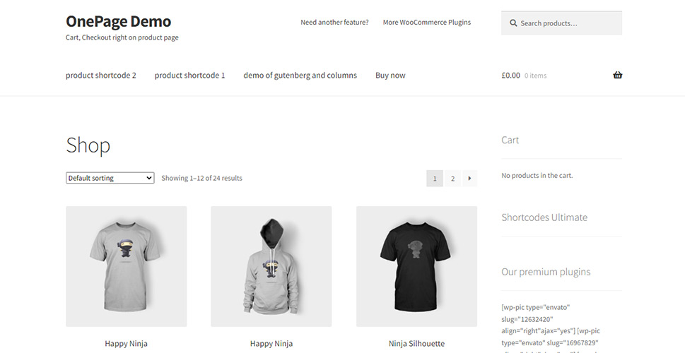 WooCommerce One Page Shopping