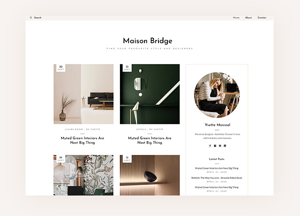 Interior Design Blog Bridge Theme Demo