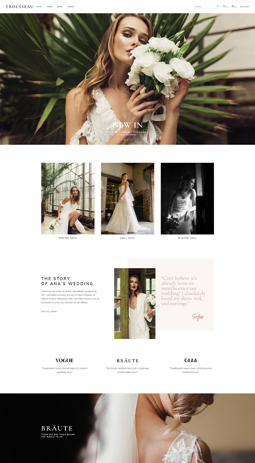 Trousseau - Bridal Shop WordPress Theme by Mikado-Themes